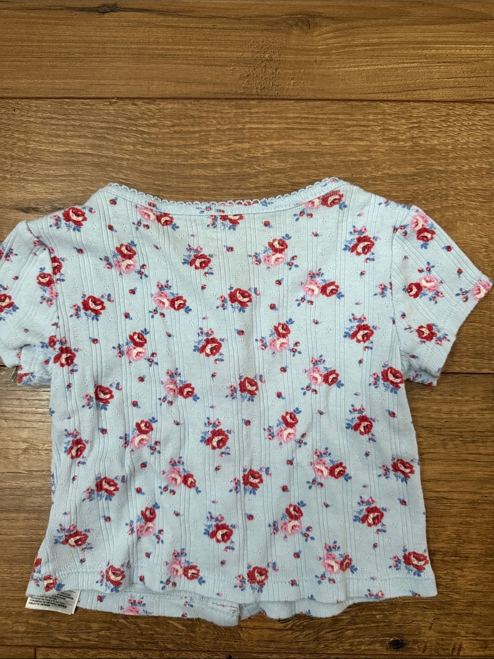 GAP Light Blue Floral Button-Front Ribbed Top - Picture 2 of 2